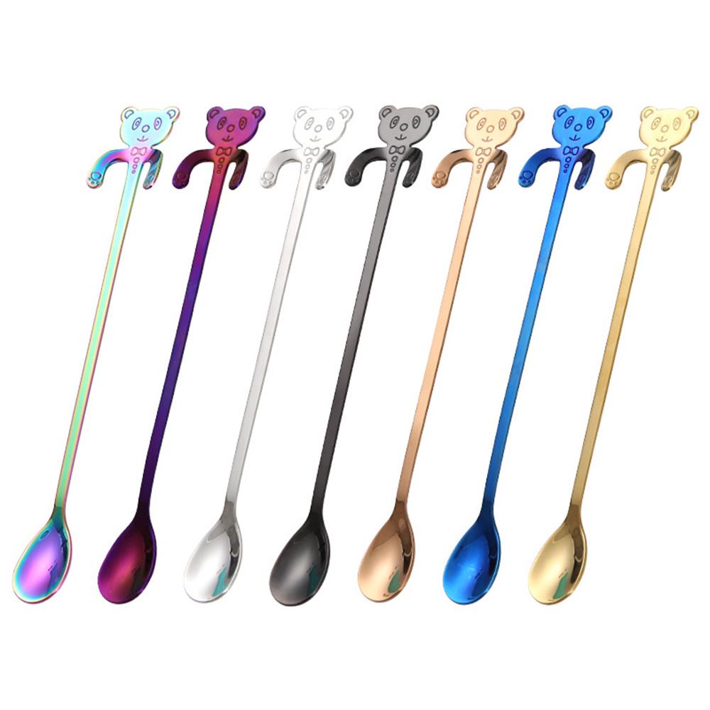 Cute Bear Spoon Long Handle Spoons Flatware Coffee Drinking Tools Kitchen Gadget
