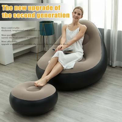 Simple Inflatable Leisure Bean Bag Sofa Lazy Sofa Set Outdoor Foldable Travel Fluffy Seat Tatami Footstool Bedroom Chair