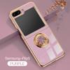 Funda de Silicona con Chapado para Samsung Galaxy Z Flip 5 4 3 Z Fold 5 ZFold ZFlip Fold5 Fold4 Flip5 Flip4 Flip3 Cubierta con Soporte de Anillo