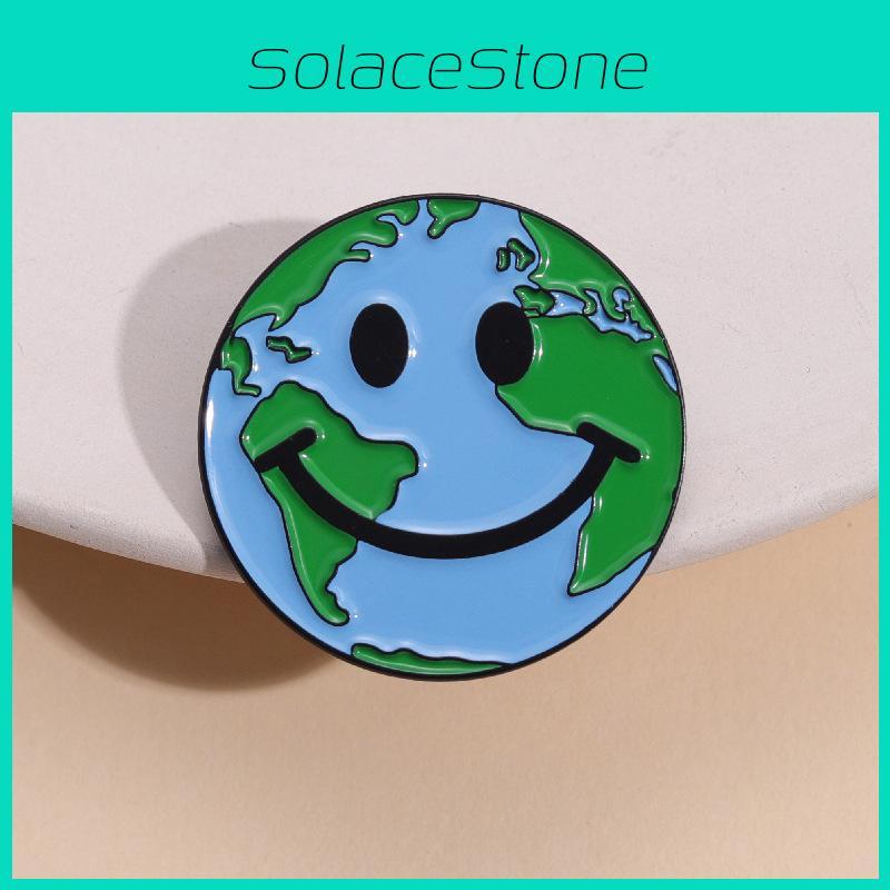 Earth Day Smiley Face Brooch Cute Design Geometric Pin Eye-catching Accessory For All