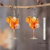 2D Flache Acryl Orangensaft Hängeohrringe für Damen Einfache Kreative Frische Sommer Festival Ohrringe Party Schmuck