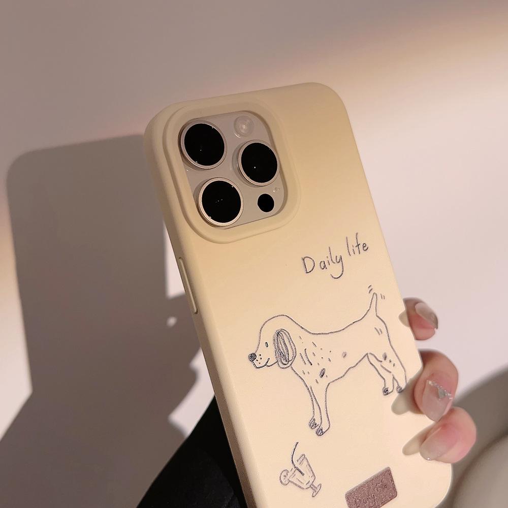 Artistic Minimalist Line Puppy Case for iPhone 16 iPhone 16 Pro Max