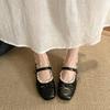 French Lace Bow Mary Jane Shoes Women's 2025 Summer New Silver Single Shoes Inner Height Increase Evening Small Leather Shoes