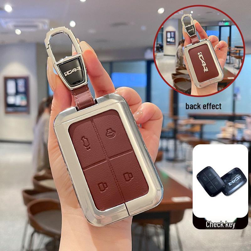 Metal Leather Protective Key Case for Chery iCAR V23 Smart Bluetooth Remote Control