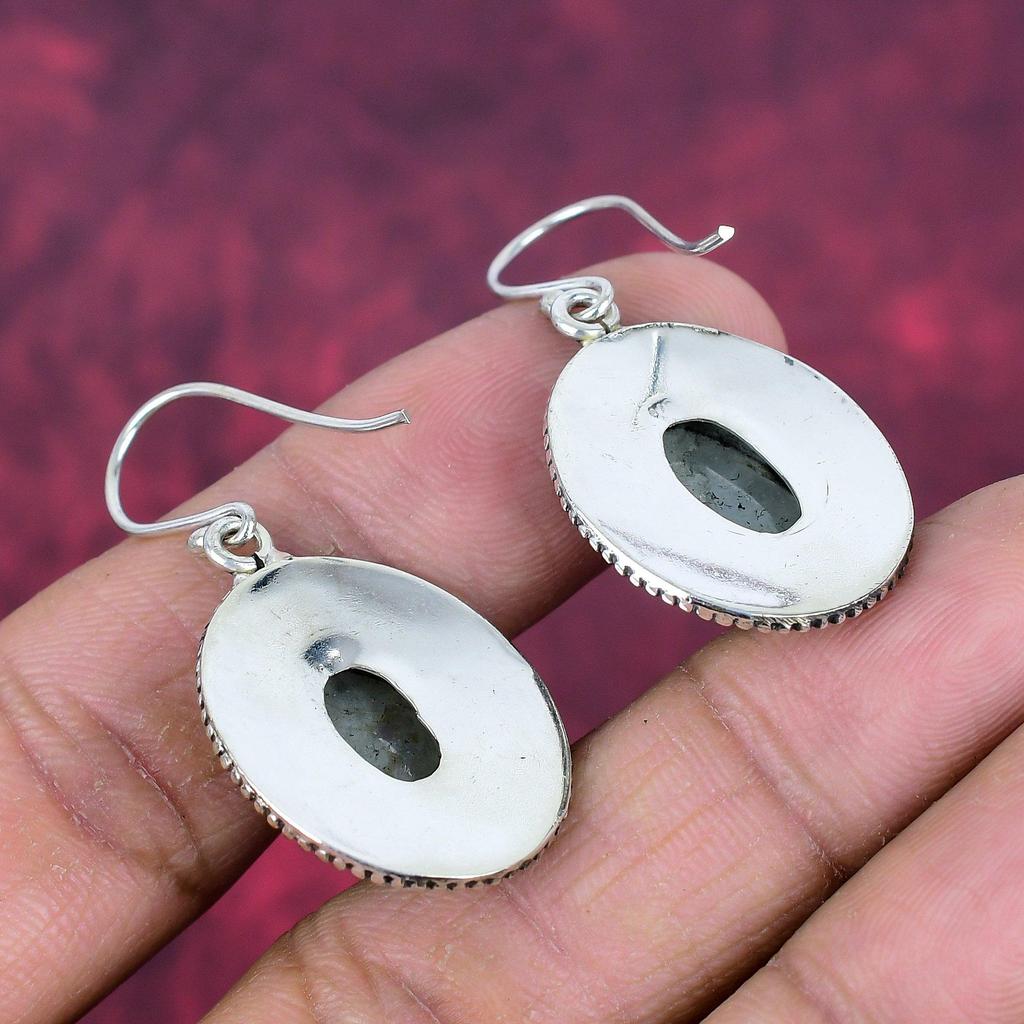 Akvamarin 925 Massivt Sterlingsilver Örhängen, Handgjorda Ädelstensörhängen Smycken, Gåvor Till Fru Helt Nya Örhängen