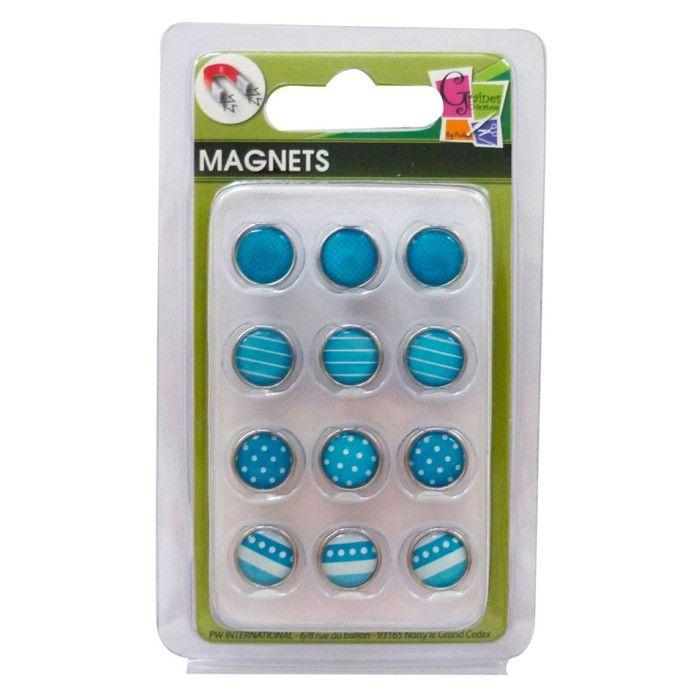 Graine Créative - Mini Epoxy Magnet Ø12mm Blue 12 Pieces