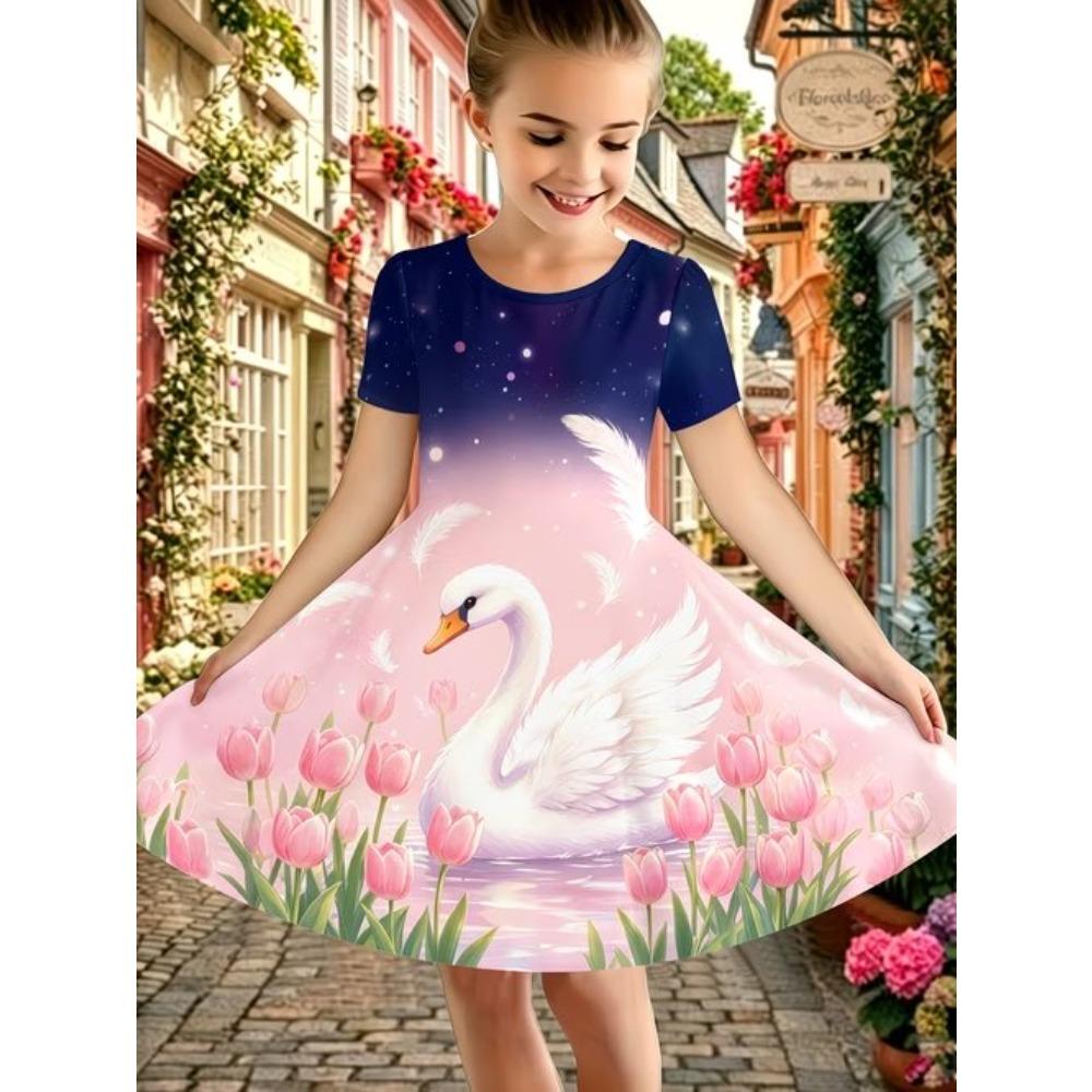 Rochii cu Imprimeu 3D pentru Fete Copii Fete Petrecere Mânecă Scurtă Rochie Prințesă Rezervor Imprimeu 3D Fluture Rochie