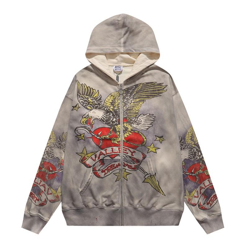 Premium Vintage Washed Cotton Hoodie Men Women Loose Fit Streetwear With Embroidered Letter Print Dual Pockets