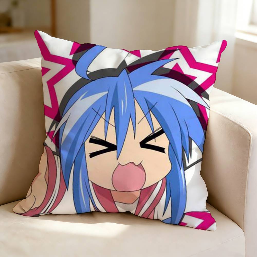 LLucky Star Anime KKonata IIzumi Pillow Case Square DoubleSided Sofa Cushion Cover Bedroom Bedside Pillow