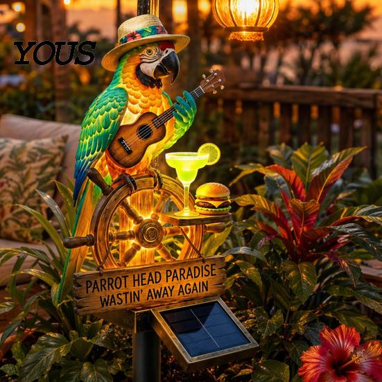 Solar LED Garden Lamp Parrot Shape Light, with Ground Insert, Waterproof Outdoor Yard Stake Lights Decor Automatic Lighting for Lawn Patio