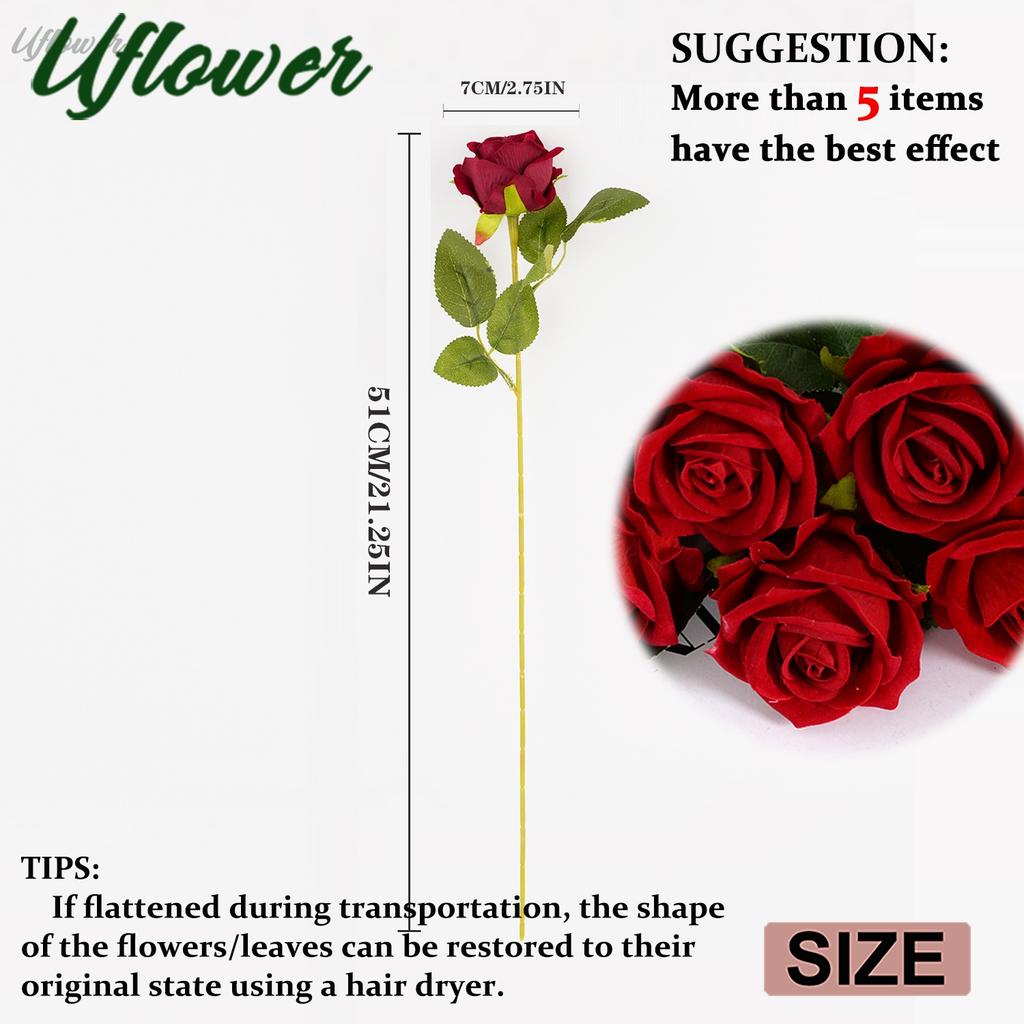 3/5 Stück 51 cm künstlicher Rosenstrauß aus rotem Samt, ideal für Heimdekoration, Partys, Tischdekoration, Valentinstag, Hochzeiten und DIY-Projekte