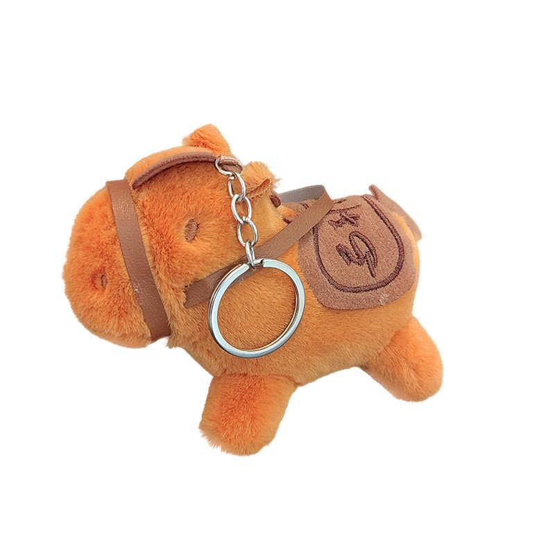 Plush Pony Charming Keychain In Deep Coffee With Silver Rings Great For Ages All