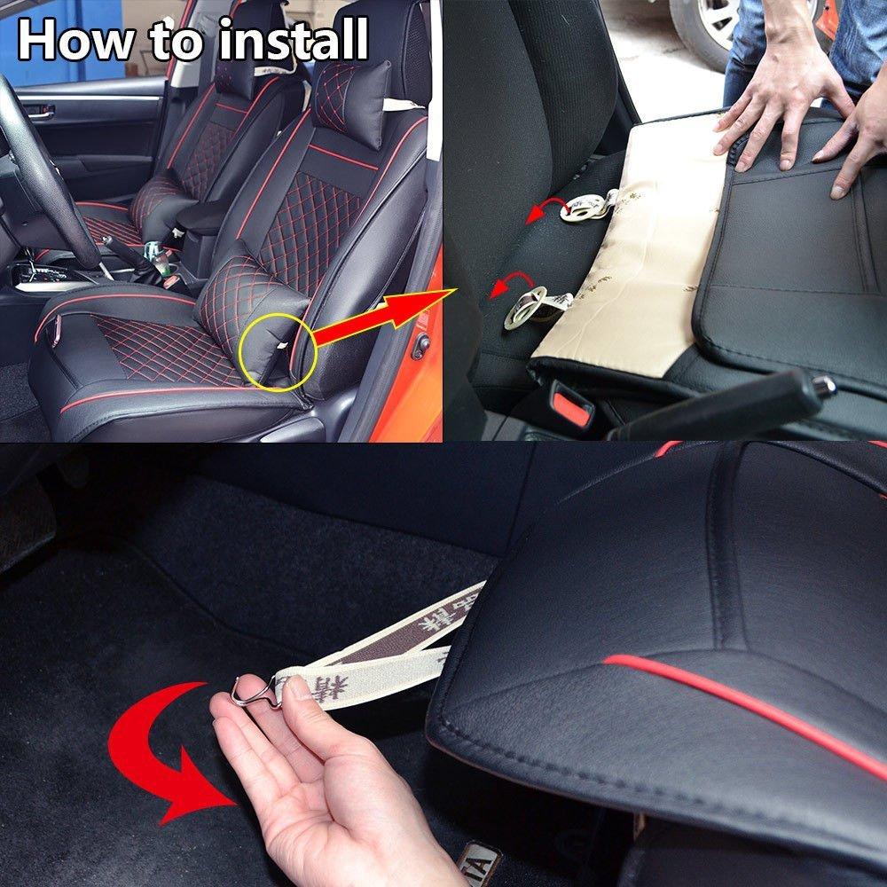 Luxury Leather Car Seat Covers Front Rear Full Set Cushion Protector Universal