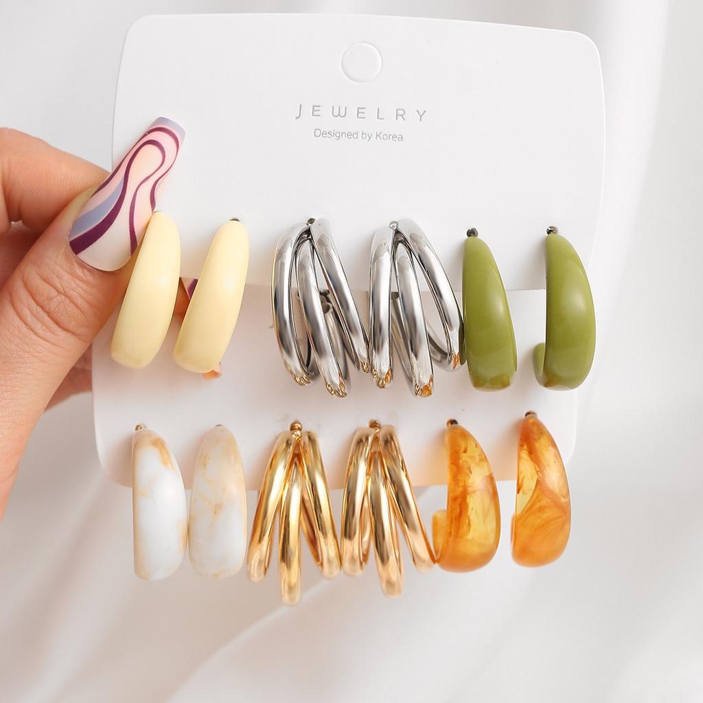New Gold Color Earrings Set Boho Vintage Colorful Butterfly Acrylic Pearl Hoop Earrings for Women Fashion Jewelry Gifts 2026 New