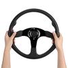 Qiilu Universal Racing Car Sports Steering Wheel Deep Dish 6-Bolt 06 (Deep Dish) - 350mm (13.78 inches) Modified Accessories (Black)
