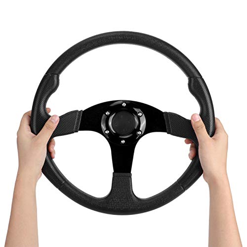 Qiilu Universal Racing Car Sports Steering Wheel Deep Dish 6-Bolt 06 (Deep Dish) - 350mm (13.78 inches) Modified Accessories (Black)