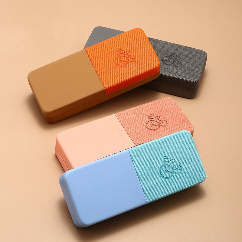 Elegante Nuova Custodia per Occhiali a Contrasto di Colore Scatola Portaoggetti Portatile Custodia per Occhiali Anti-Stress a Guscio Duro