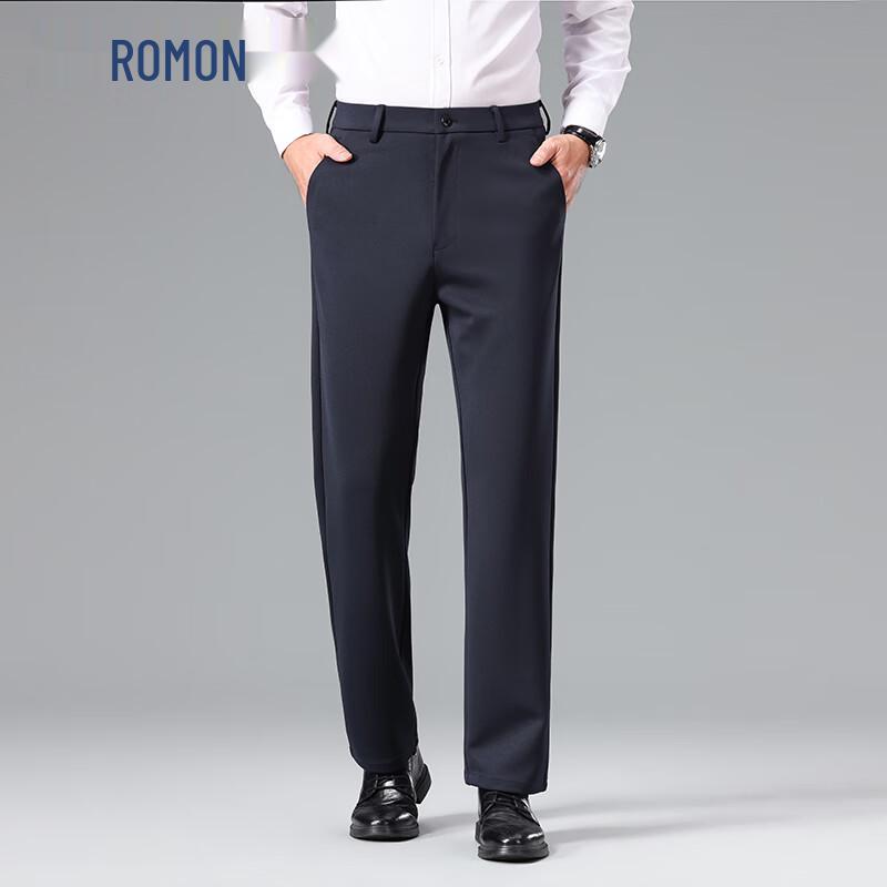ROMON Men's Autumn/Winter Anti-Wrinkle Straight-Leg Business Casual Pants