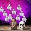 Halloween Branch Hanging Ornaments Ghost Ornament, 4 Inch Small Doll Decoration with Jute Rope, Fabric Yard Decor Farmhouse Rustic Cloth for