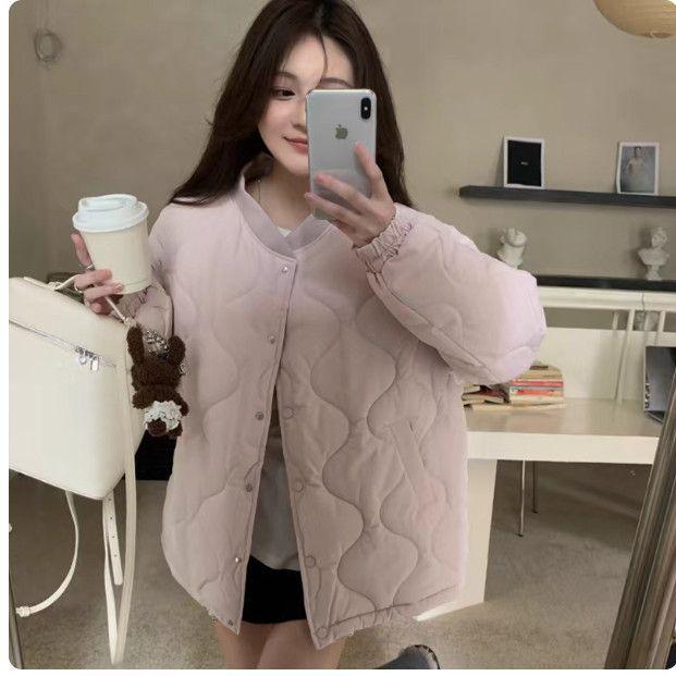 

Розовая Молочная Пушистая Зимняя Куртка с Капюшоном в Корейском Стиле с Хлопковой Подкладкой S Up to 100 lbs