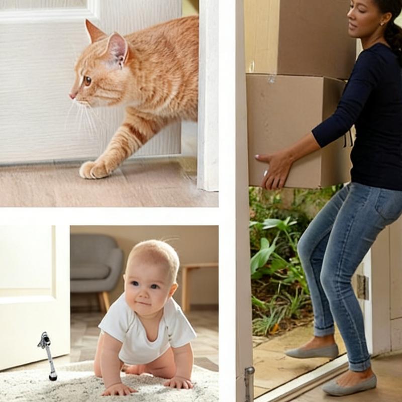 Kickdown Door Stoppers Zincs Alloys Foot-Operated Levers Door Stop Nonslip Rubber Regulable Door Holder Hardware