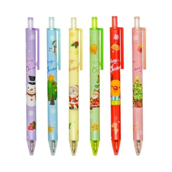 12 Pack Christmas Gel Pens, 0.5mm Black Ink, Retractable, Cute & Funny, Smooth Writing, Ideal for Planners, Office Supplies, Kids, School, Parties,