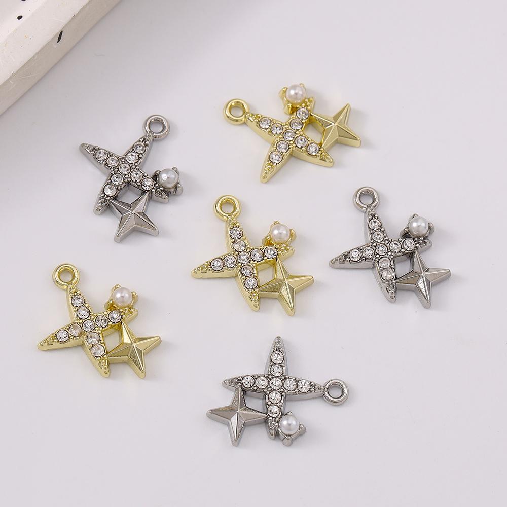 5pcs Delicate Rhinestone Star Charms Pendants for Jewelry Making DIY Necklace Earrings Bracelet Accessories Supplies
