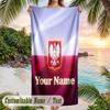 Beach Towel Poland Football Print Custom Name Text Soft Towel for Swimming Pool