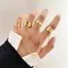 Punk Metall Kette Ring Set Unisex Hip Hop Einfache Öffnung Einstellbar Breite Ring Street Fashion Schmuck