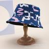Doodle letter double-sided bucket hat, European and American fashionable casual sunshade hat, men's and women's spring/summer outing pot hat