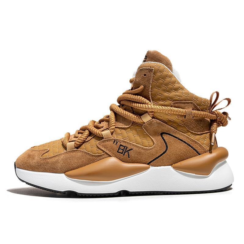 Brand Brown Leather Sneakers Men Autumn and Winter Men's High Top Sneakers Fur Warm Casual Sports Shoes Men Platform Footwear