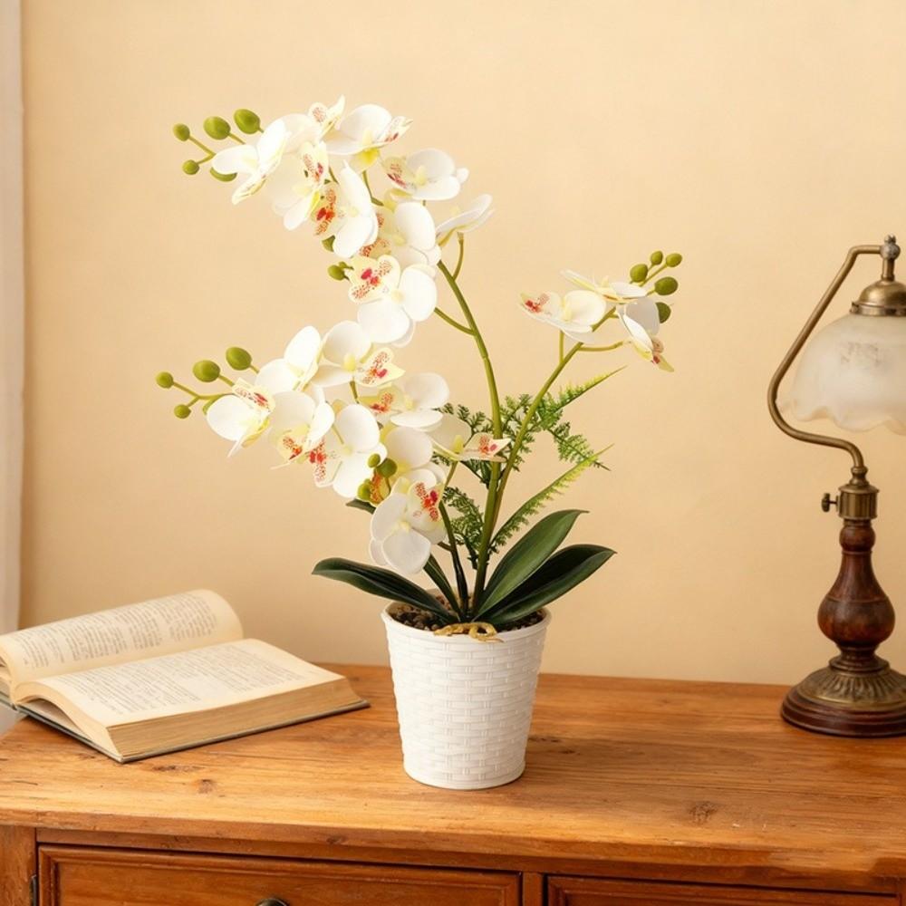 Multi-Bloom Artificial Orchid Bonsai DIY Artificial Faux Plants New Plastic Fake Flower  Home Decor