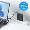 SANWA SUPPLY USB Rotating Cable with Double Black 2.0 Type-C 540-Degree Connectors, (100W, 1m) KU-CCP100KAW10BK