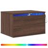 Wall Mounted Nightstand with LED Lights Brown Oak Effect