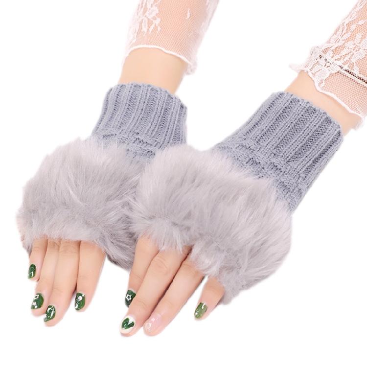 Fingerless Gloves Stretchy Knitted Thumb Hole Mittens Solid Short Hand Warmers