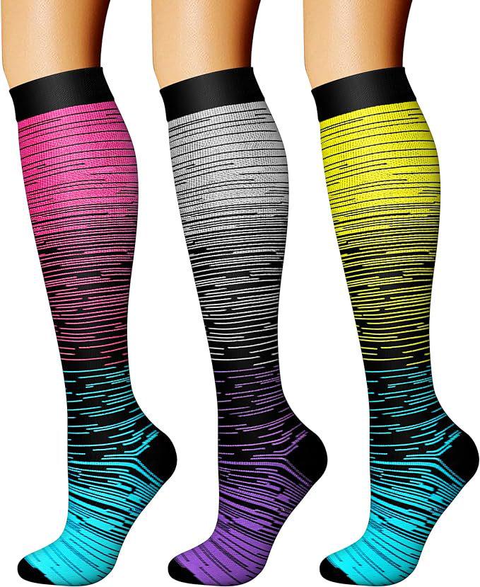3er-Pack Serie Grenzüberschreitende Sport-Kompressions-Kniestrümpfe & Springseil Radsocken