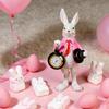 Cute Bunny Figurine with Clock Top Hat Easter Bunny Decorations Small Figurines for Bedroom Office Farmhouse School Home Decor