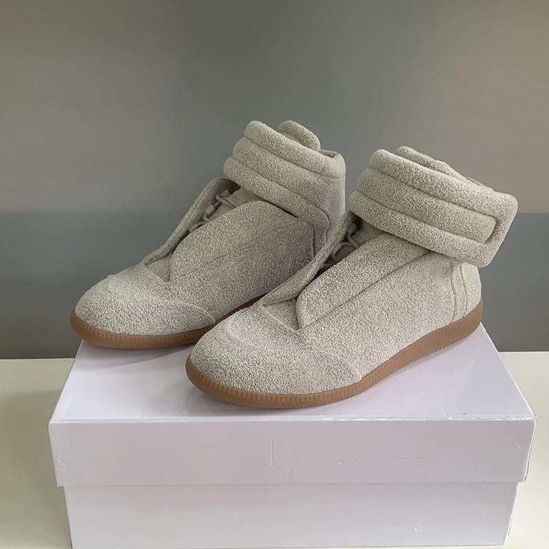 Unisex Buty Wysokie ze Skóry Naturalnej Męskie Sznurowane Buty do Chodzenia Płaskie Codzienne Buty Sportowe Zapięcie na Rzepy Buty na Kostkę Outdoor