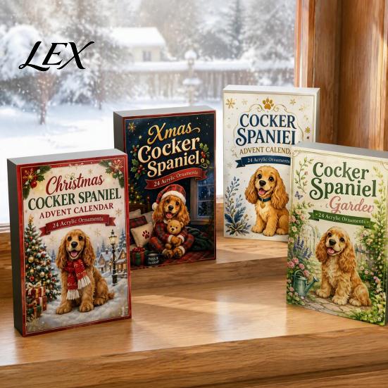 Advent Calendar Dog Calendars 2026, 24 Days Christmas Countdown with 2D Acrylic Cute Theme Decor Ornament, Collectible Animal Figures for Holiday Tree