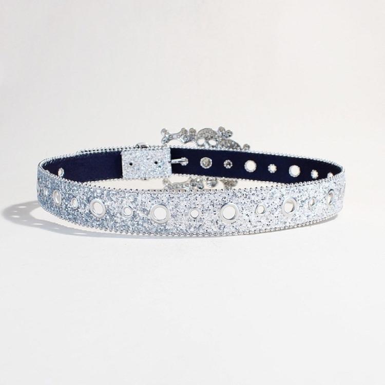 Women's Glittering Crystal PU Leather Belt for Trousers and Dresses Western Cowgirl Punk Styles Waiststrap for Daily