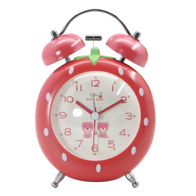 Strawberry Small Alarm Clock for Children and Girls' Bedrooms Dedicated To Students with Cartoon Self-discipline Cute Princess Bedside