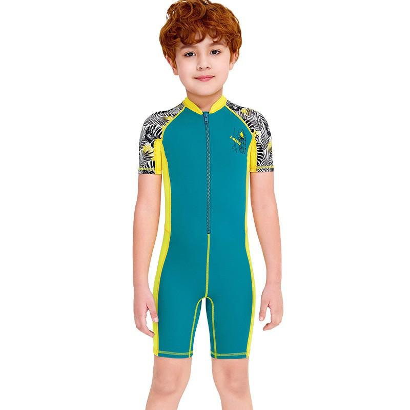 Children's Swimsuit Boys One-piece Short-sleeved Swimming Trunks Sun-proof Quick-drying Breathable Comfortable Snorkeling Surfing