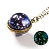 Earth Moon Planet Glass Ball Noctilucent Pendant Necklace Double-sided Luminescent Galaxy Nebula Cosmic Choker Jewelry for Women