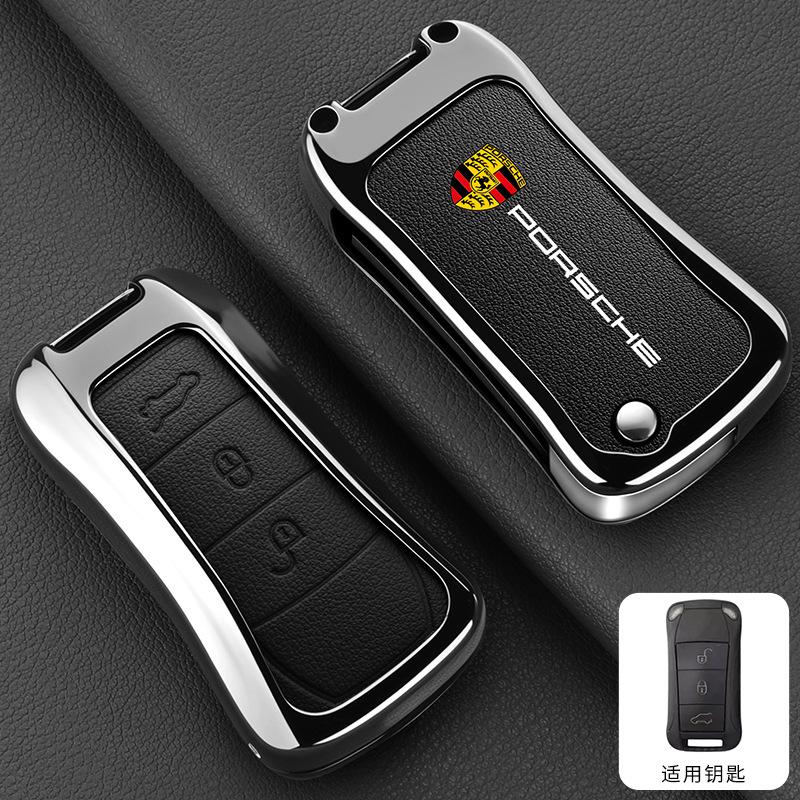 3 Buttons Zinc Alloy Leather Car Remote Key Case Cover Shell Accessory For Porsche Cayenne 955 957 911 997 Boxster 987 Sticker LG4