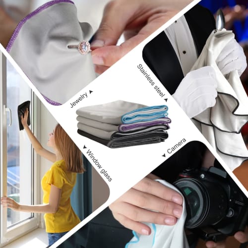 Sinland Microfiber Cloths, Glass Cloths, Multi-Purpose Cleaning Supplies for Glass and Dish Wiping, 51cm x 64cm, Pack of 2, Black