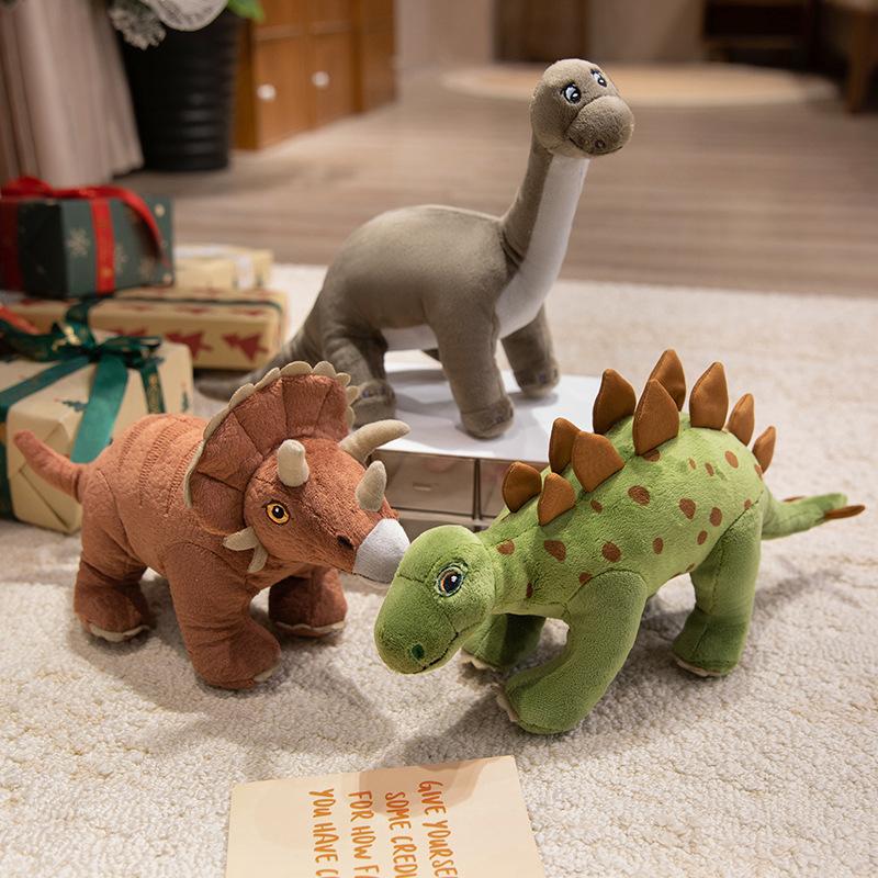 Cartoon Simulation Dinosaur Triceratops Stegosaur Brontosaurus Velociraptor Plush Toys Stuffed Plush Animals Doll Birthday Gift