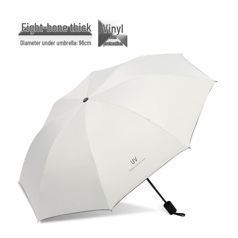 Women's Anti-UV Black Glue Sun and Rain Three-Fold Umbrella - Customizable Logo Parasol