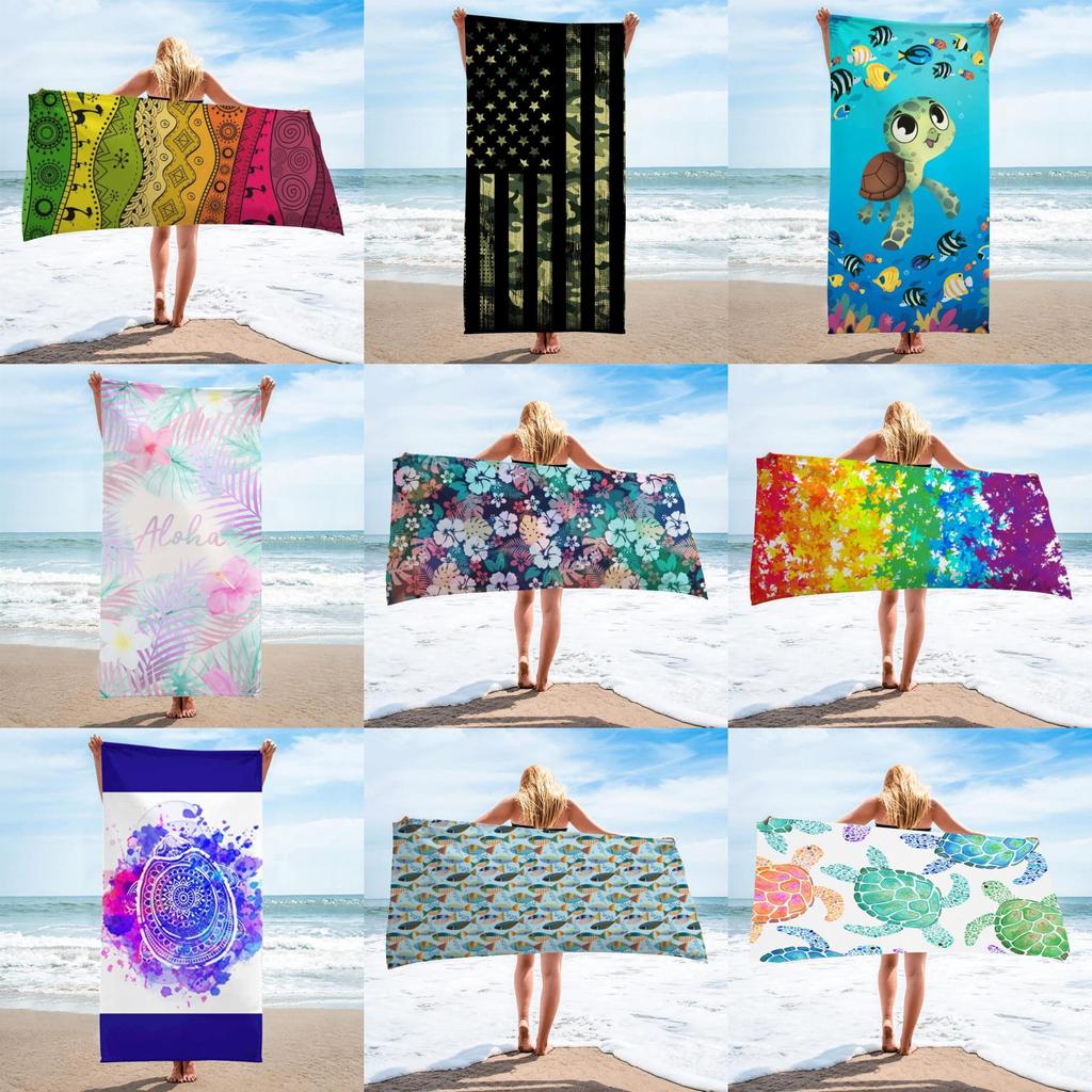 Superfine Fiber Square Beach Towel With 3d Digital Print For Beach Vacation Use