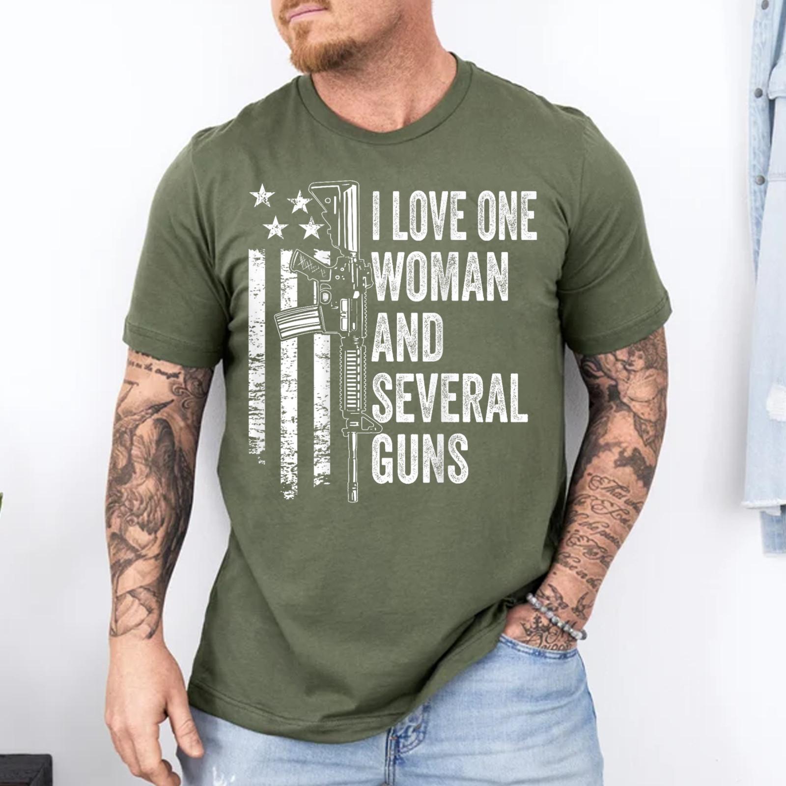 I Love One Woman And Several Guns - Husband Funny Mens Gun T-Shirt S