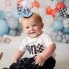 Fast One 1st Birthday Hat for Boys - Blue Race Car Themed Crown and Decorations for First Birthday Celebration
